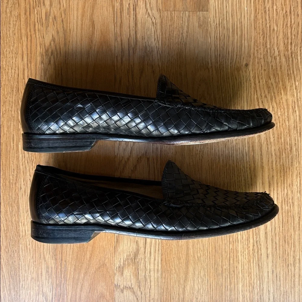 Cole Haan black woven leather men's slip on classic loafers timeless Sz 12 - Picture 2 of 7